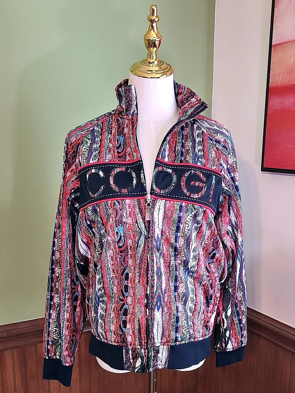 COOGI Abstract Vintage Multilicolor 90s Bomber Jacket, Medium